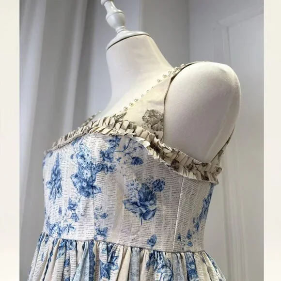 Agua by Agua Bendita Barbara Bougainvillea embellished printed linen midi dress - Picture 7 of 15